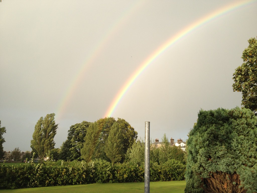 Arcobaleno che parte da boschetto