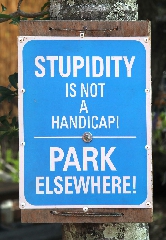 Cartello parcheggio stupidità non consiste in un handicap