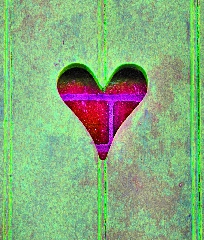 Cuore intagliato nel legno verde