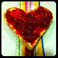 Immagine cuore Colazione a base di dolce marmellata su un grande cuore