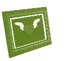 Immagine cuore Cuore con ali su busta da lettere verde