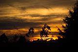 Paesaggio con cielo color arancione al tramonto